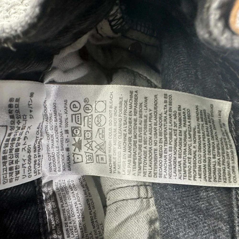 Levi's 501 Jeans Mens 33x32 Black Cotton Denim‎ Straight Leg Workwear Travel
